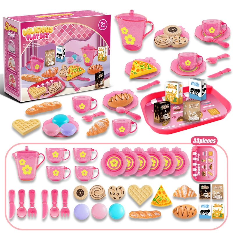 Food Snacks For Kids Party - ชุดน้ำชาของเล่นสำหรับเด็กผู้หญิง ชุดเล่นน้ำชาสำหรับเด็ก ของเล่นสำหรับเด็กผู้หญิง ชุดเล่นบทบาทสมมติ ครัว อาหารจิ๋ว