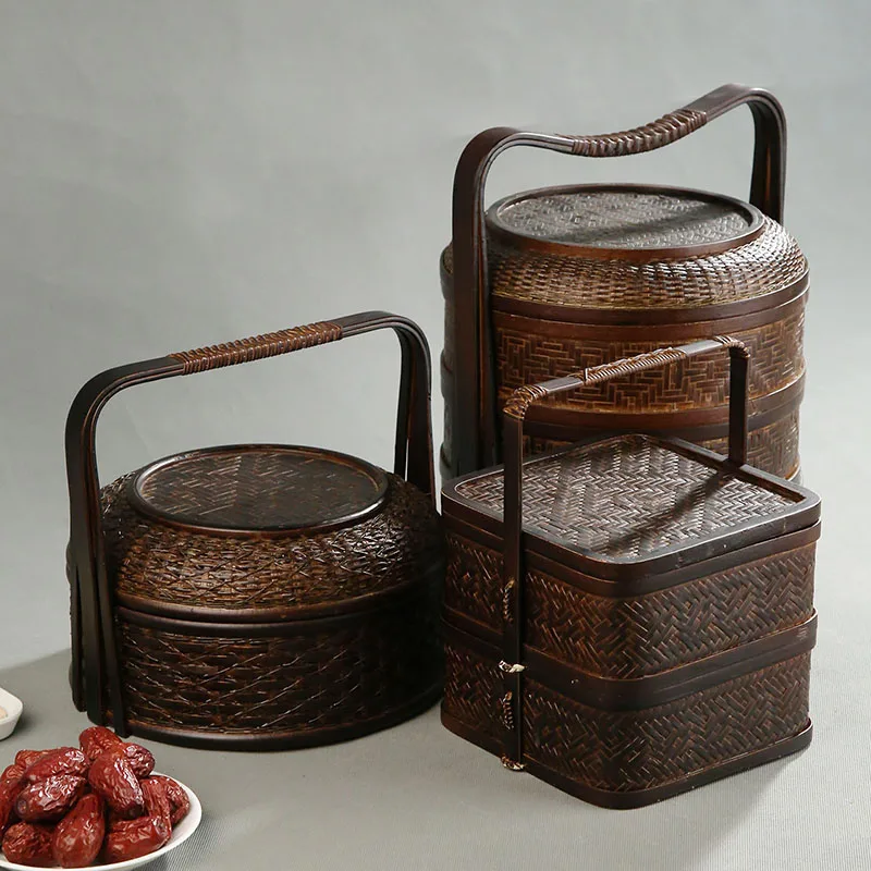ตะกร้าปิกนิกไม้ไผ่พร้อมฝาปิด ก - Snacks Food Hamper Basket บทวิจารณ์และราคา