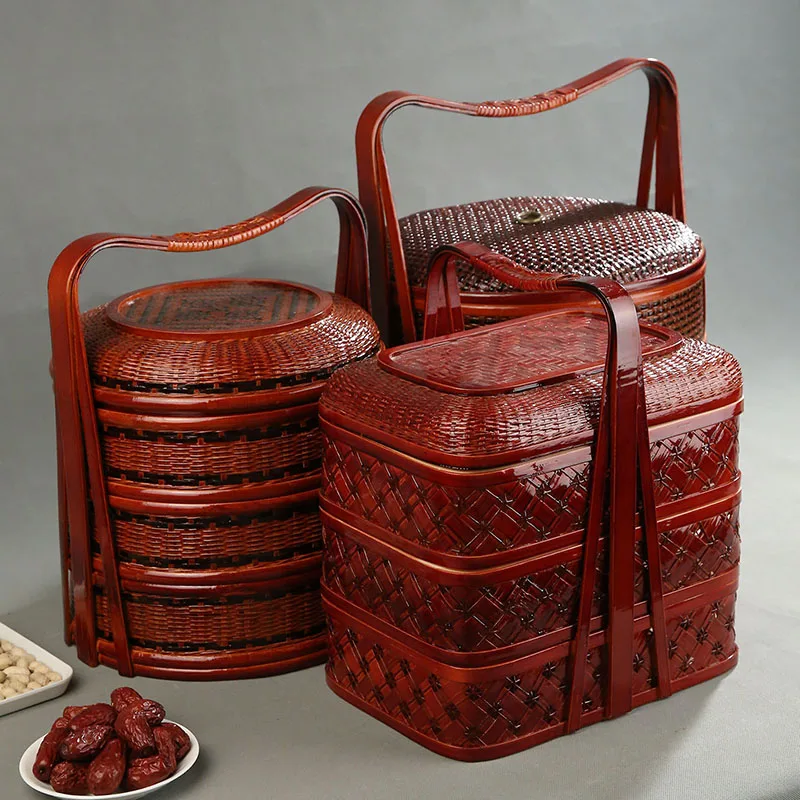 ตะกร้าปิกนิกไม้ไผ่พร้อมฝาปิด ก - Snacks Food Hamper Basket บทวิจารณ์และราคา
