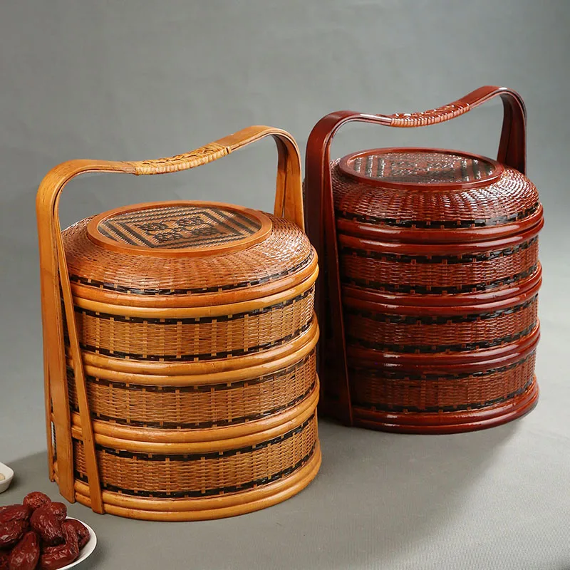 ตะกร้าปิกนิกไม้ไผ่พร้อมฝาปิด ก - Snacks Food Hamper Basket บทวิจารณ์และราคา