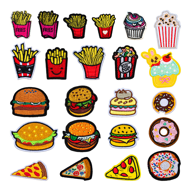 ชุดอาหารฟาสต์ฟู้ดปักผ้าแอพพลิเ - Food Snacks Pictures บทวิจารณ์และราคา