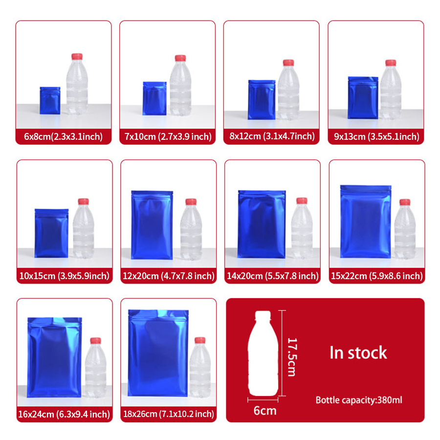 100 ชิ้น ถุงซิปฟอยล์สีน้ำเงินด - Food Snacks In Usa บทวิจารณ์และราคา