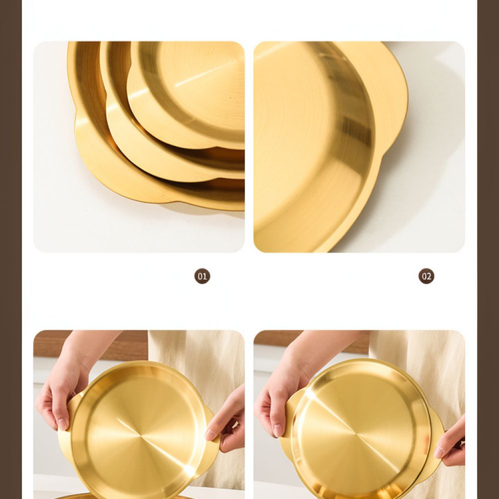จานสเตนเลสสตีลสีทองและสีเงิน จ - Korean Food Snacks บทวิจารณ์และราคา