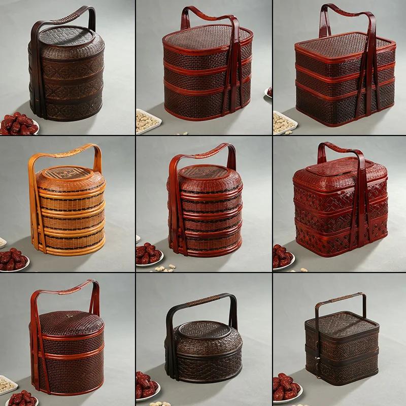 ตะกร้าปิกนิกไม้ไผ่พร้อมฝาปิด ก - Snacks Food Hamper Basket บทวิจารณ์และราคา
